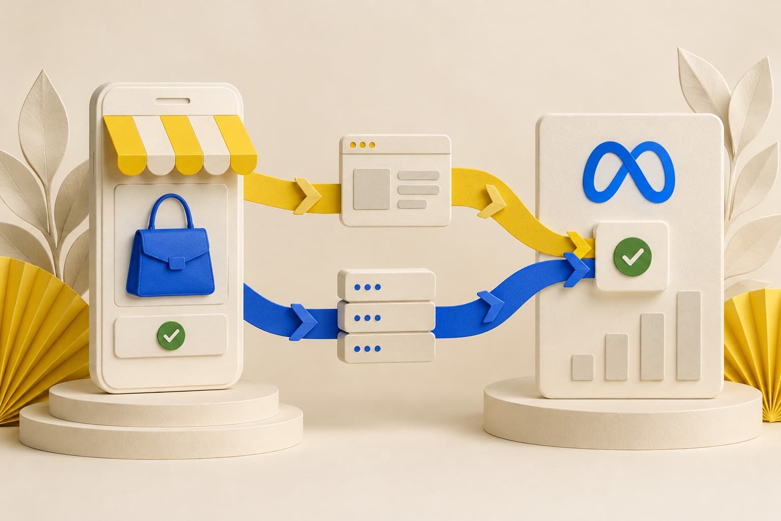 Una tienda online envía una compra a Meta por el navegador y el servidor mediante el Pixel y la API de conversiones